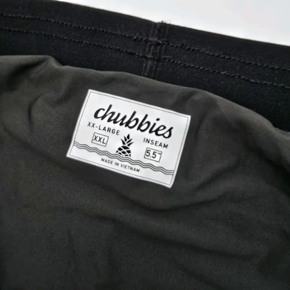 Chubbies Shorts Mens XXL 5.5 Inch Boxer Black Lined Ultimate Training Green
